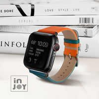 Apple Watch series 1 2 3 4 5 6 7 撞色炫彩 真皮錶帶