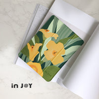 iPad case 12.9/Air5/iPad 9/mini 7 深情百合花 附筆槽平板保護套