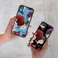 iPhone 14/14 Pro/13/12/11/SE3 質感玫瑰 耐撞擊磨砂邊框手機殼