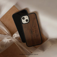 iPhone 13/13pro/12/11/SE3 客製手寫 刻字 木紋防摔手機殼C款