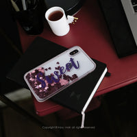 iPhone 6 / 7 / 8 / SE3 / X 草寫人名客製禮物流沙手機殼保護殼-銀色