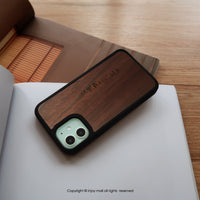 iPhone 13/13pro/12/11/SE3 客製手寫 刻字 木紋防摔手機殼A款