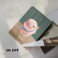 iPad case 12.9/Air5/iPad 9/mini 7波波迷你豬 附筆槽平板保護套