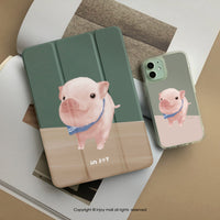 iPad case 12.9/Air5/iPad 9/mini 7波波迷你豬 附筆槽平板保護套