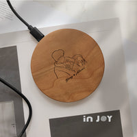 客製化禮物 簡約似顏繪 木質無線充電器 Wireless Charger