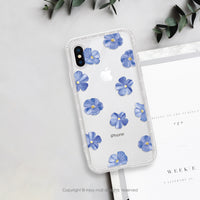 iPhone 16/15 手機殼∣清新藍色亞麻花 MagSafe 磁吸手機殼