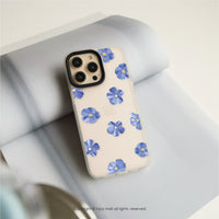 iPhone 16/15 手機殼∣清新藍色亞麻花 MagSafe 磁吸手機殼