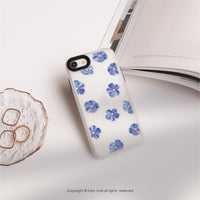 iPhone 16/15 手機殼∣清新藍色亞麻花 MagSafe 磁吸手機殼