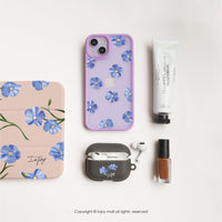 iPhone 16/15 手機殼∣清新藍色亞麻花 MagSafe 磁吸手機殼