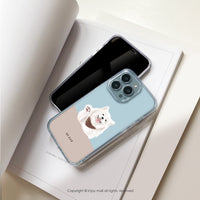 iPhone 16/15/14/13/12/SE3 笑臉天使薩摩耶犬 透明耐衝擊防摔手機殼