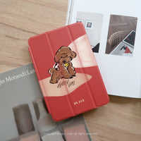 iPad 12.9/Air5/iPad 9/mini 5系列 焦糖貴賓犬皮革平板保護套