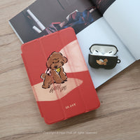 iPad 12.9/Air5/iPad 9/mini 5系列 焦糖貴賓犬皮革平板保護套