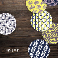 時尚家飾經典圖紋圓型吸水杯墊 隔熱杯墊 隔熱墊 餐墊