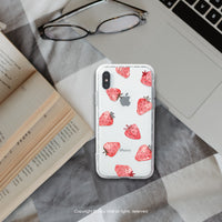 iPhone 13/13pro/12/11/SE3插畫風草莓防摔耐震亮面手機殼