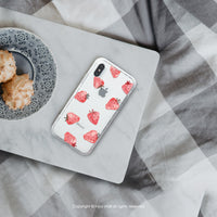 iPhone 13/13pro/12/11/SE3插畫風草莓防摔耐震亮面手機殼