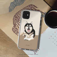 iPhone 16/15/14/13/12/SE3 微笑哈士奇 透明耐衝擊防摔手機殼